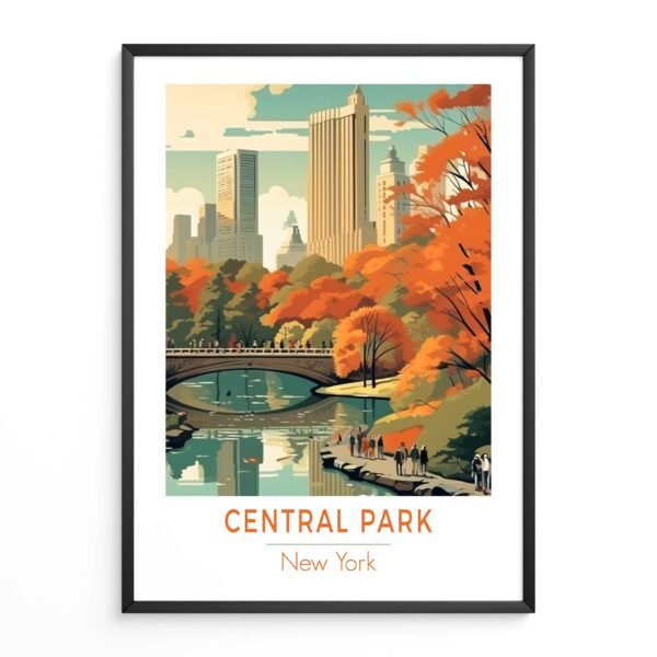 Central Park, New York | Retro Travel Poster | Prints Available In All Sizes | Wall Art