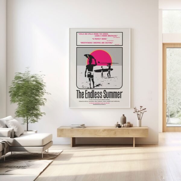 Endless Summer Original Movie Poster-Grey & Pink - Image 3